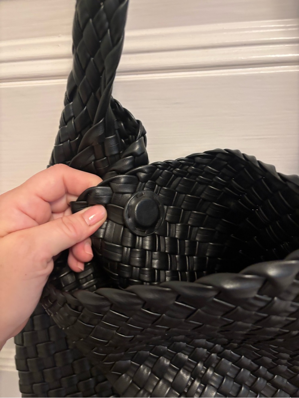 Anthropologie black woven tote - Picture 3 of 6